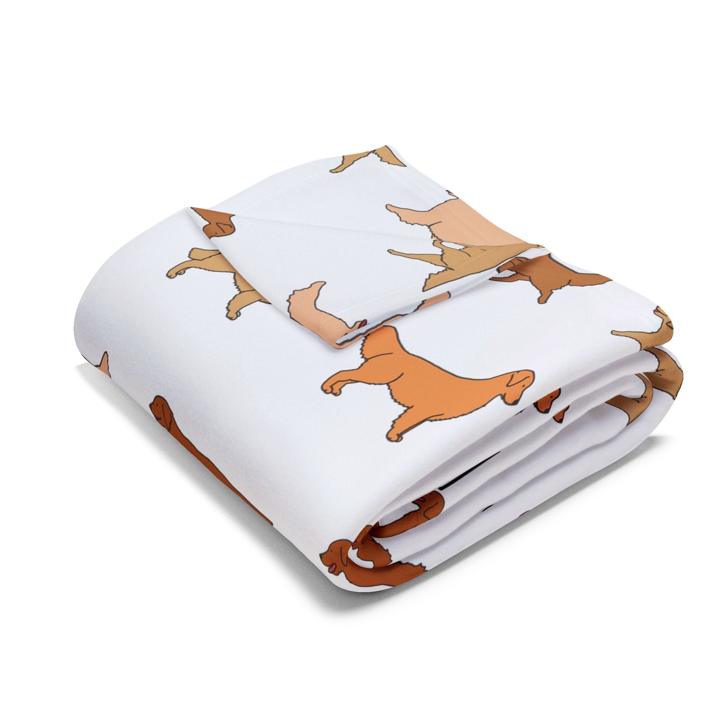 Golden Retriever Breed Dog Pattern Arctic Fleece Blanket in White Navy Teal and Purple
