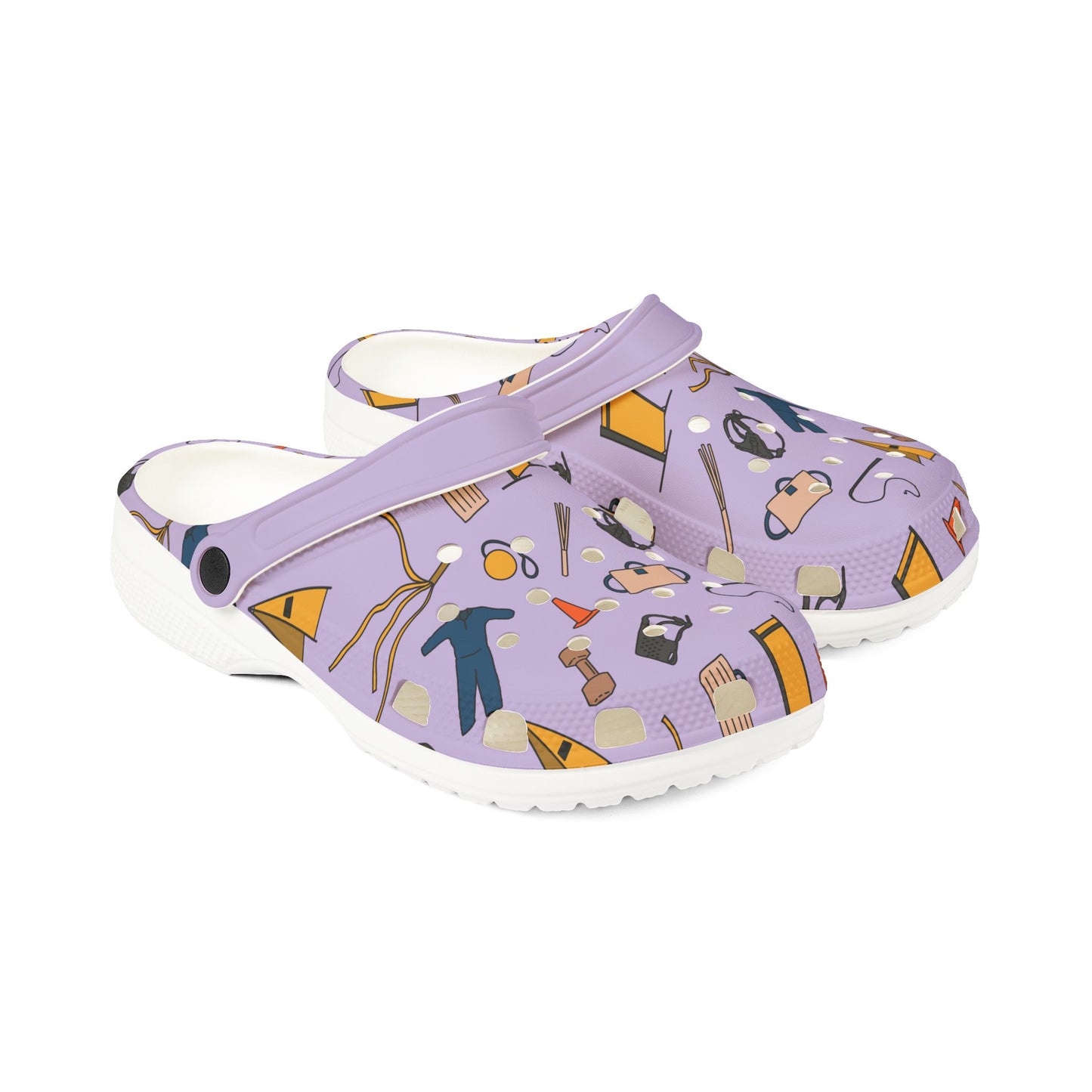 Bite sport Pattern | EVA Foam Clogs Crocs Shoes in Lavender Black White and Gray