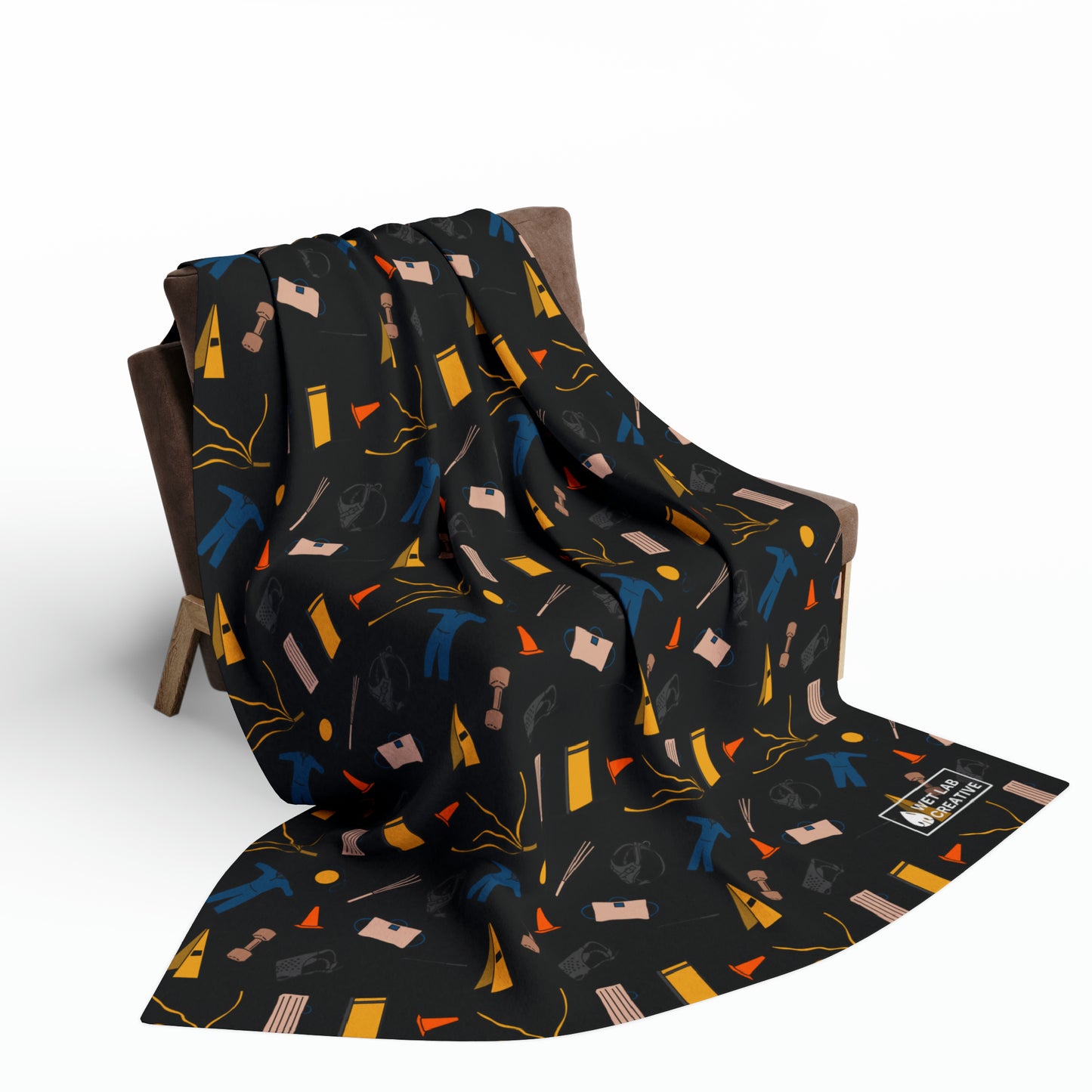 Bitework Arctic Fleece Blanket in Black Gray Pink and Teal