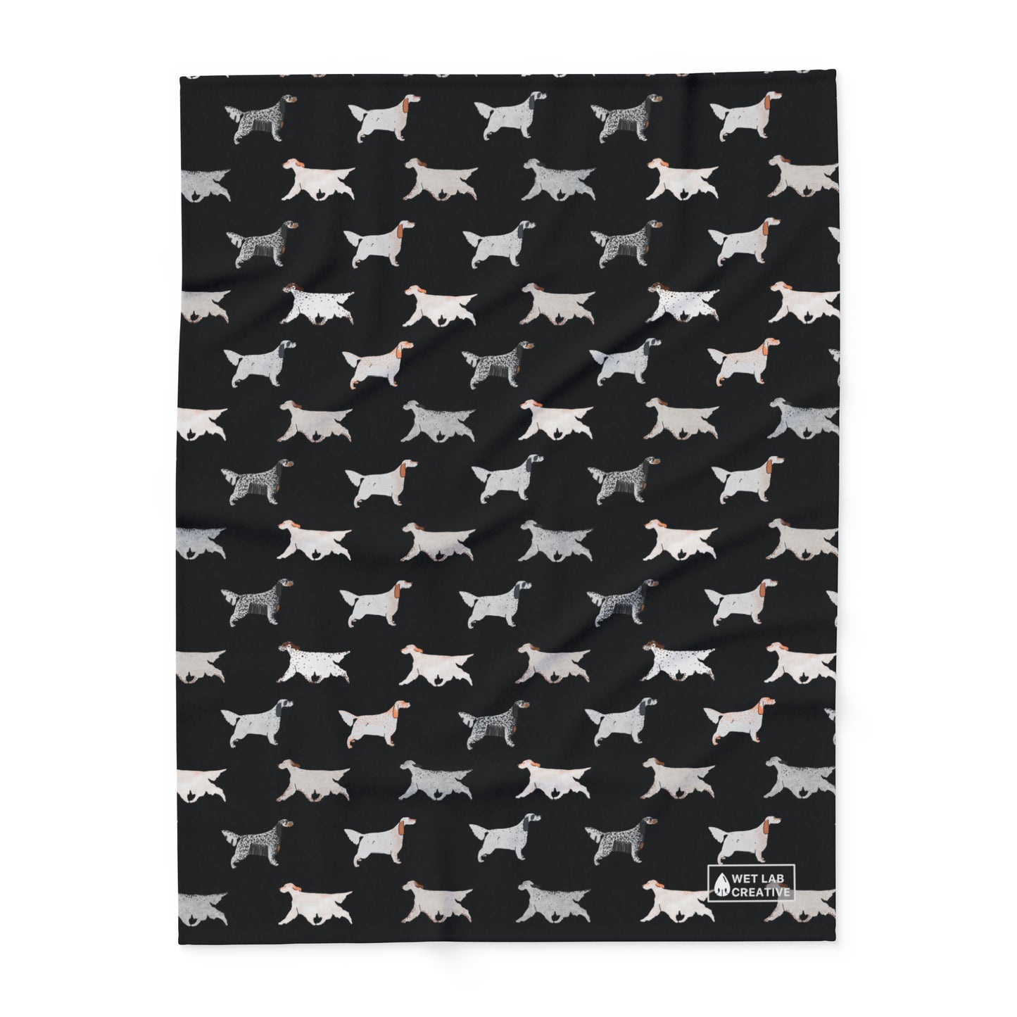 English Setter Arctic Fleece Blanket in Black Lavender Teal and Navy
