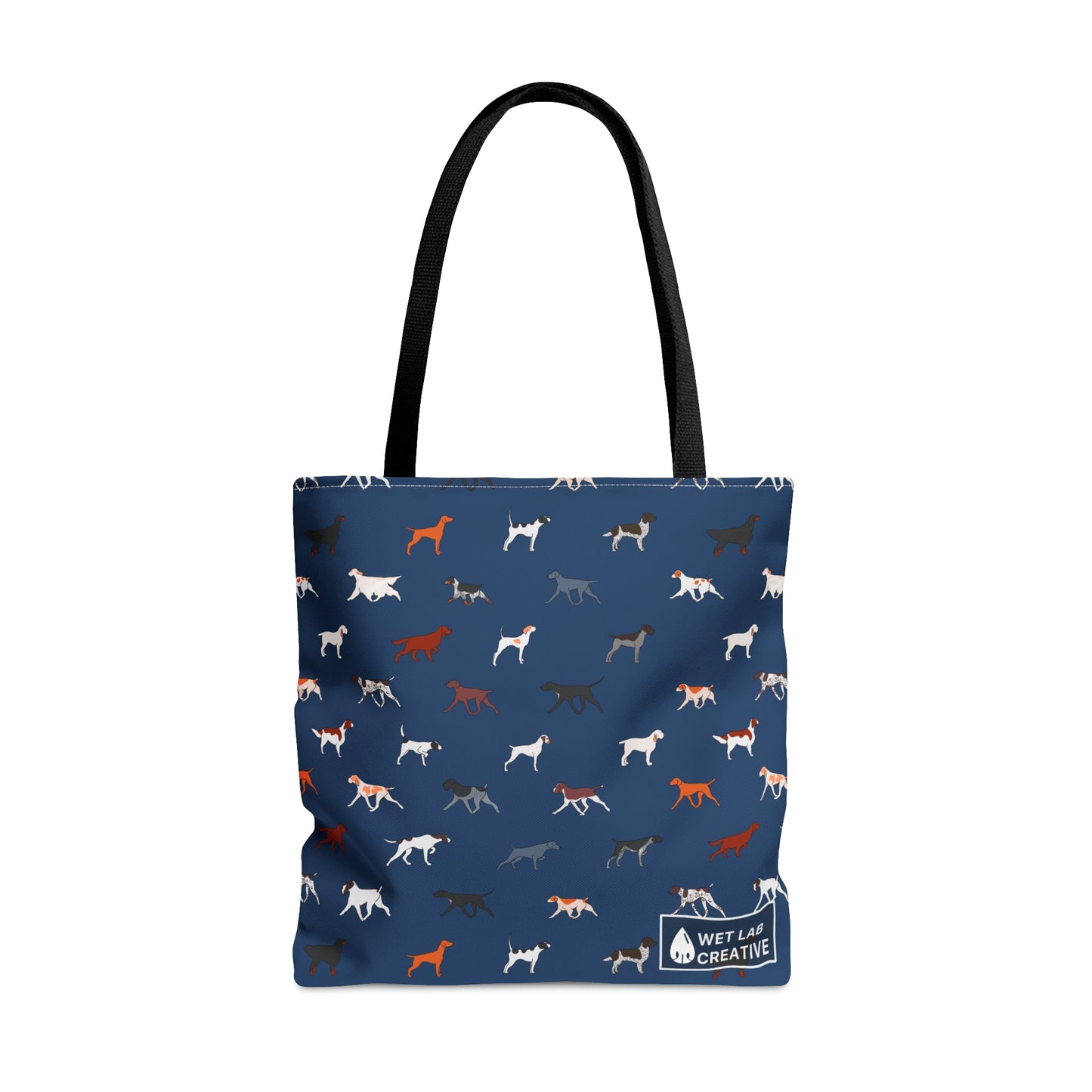 Pointing Breeds Dog Pattern Tote Bag in White, Green, Blue and Grey