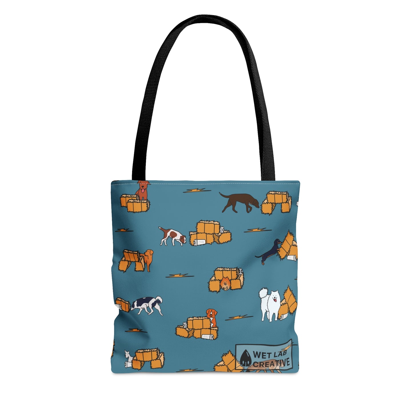 Barn Hunt Dog Pattern Tote Bag in Pink, Green, Blue, Gray