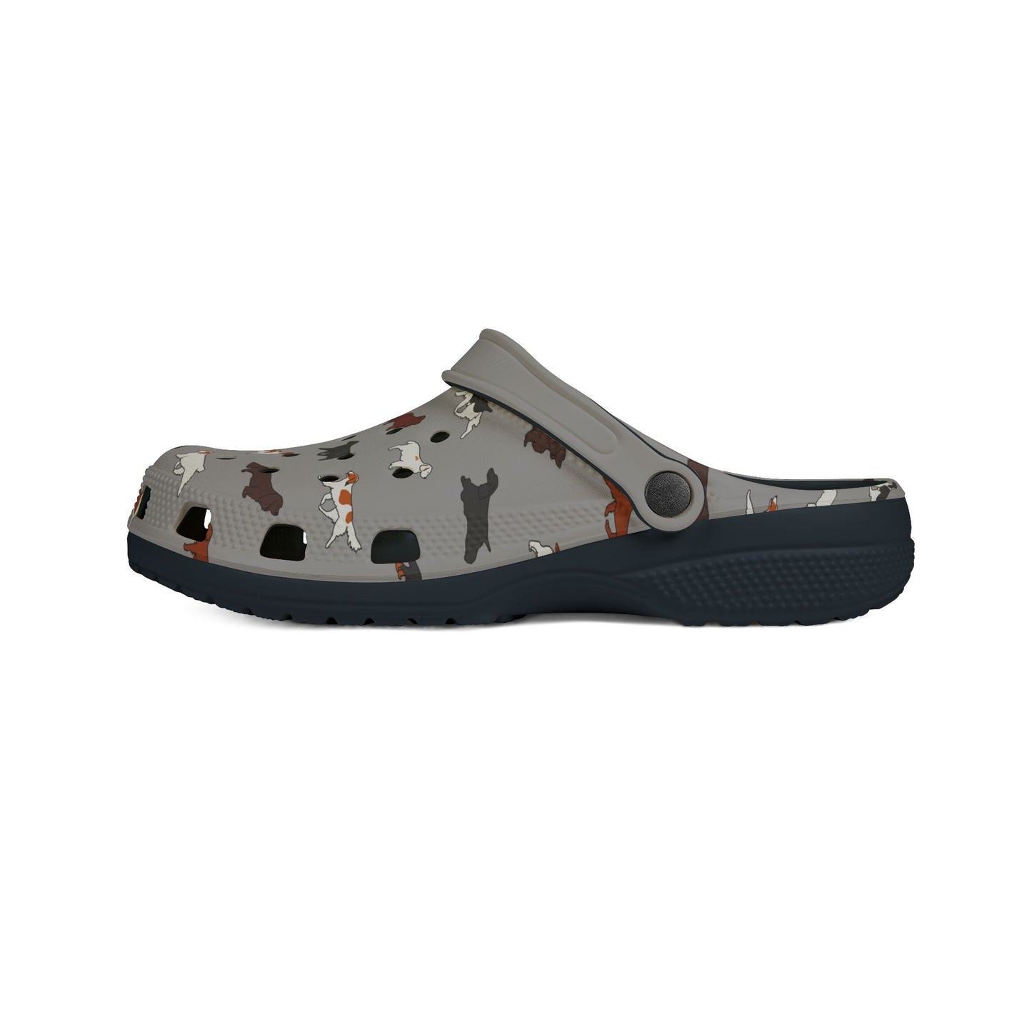 Spaniel Breeds | EVA Foam Clogs Crocs Shoes in Gray Pink White and Dusky Blue