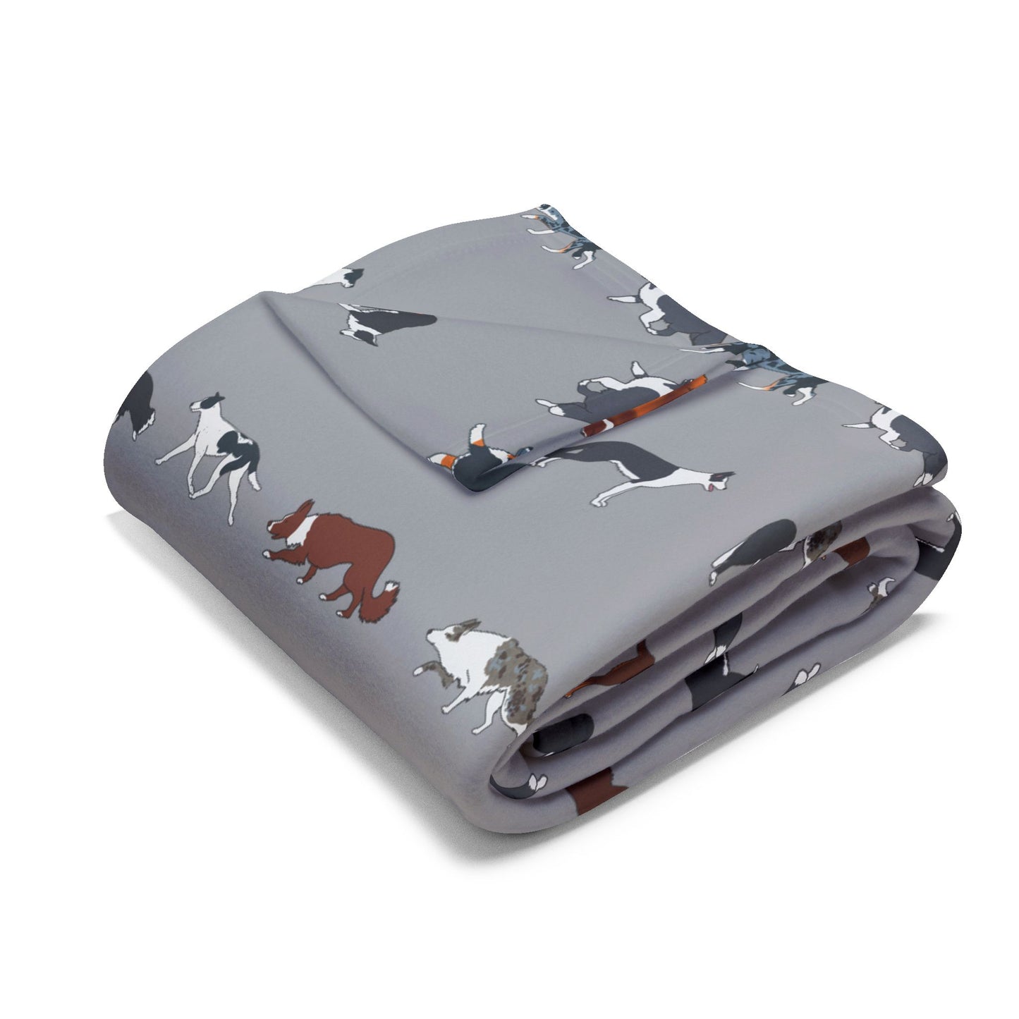 Border Collie Breed Pattern Arctic Fleece Blanket in Gray Lavender and Dusky Blue