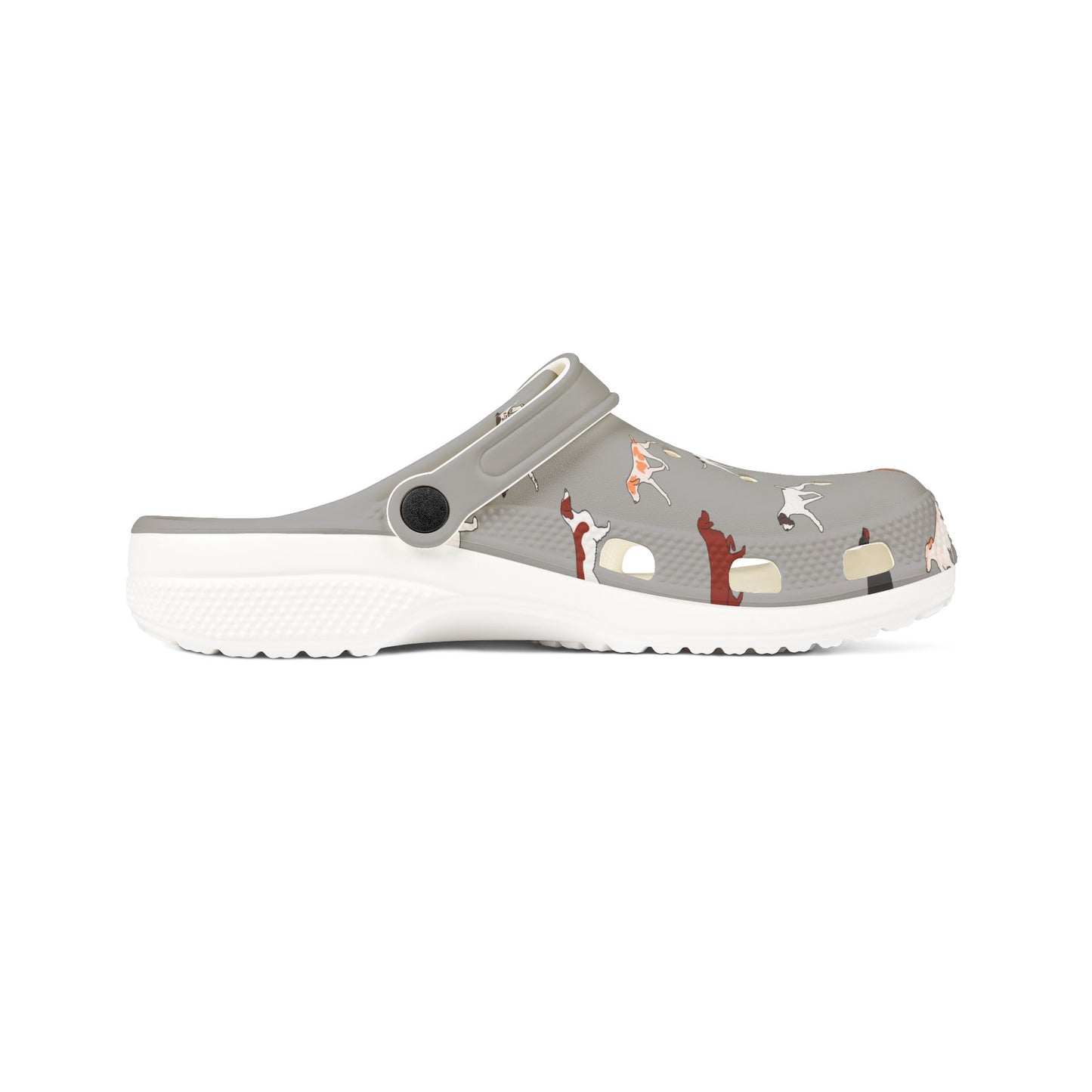 Pointing Breeds | EVA Foam Clogs Crocs Shoes in Navy Grey Teal and White