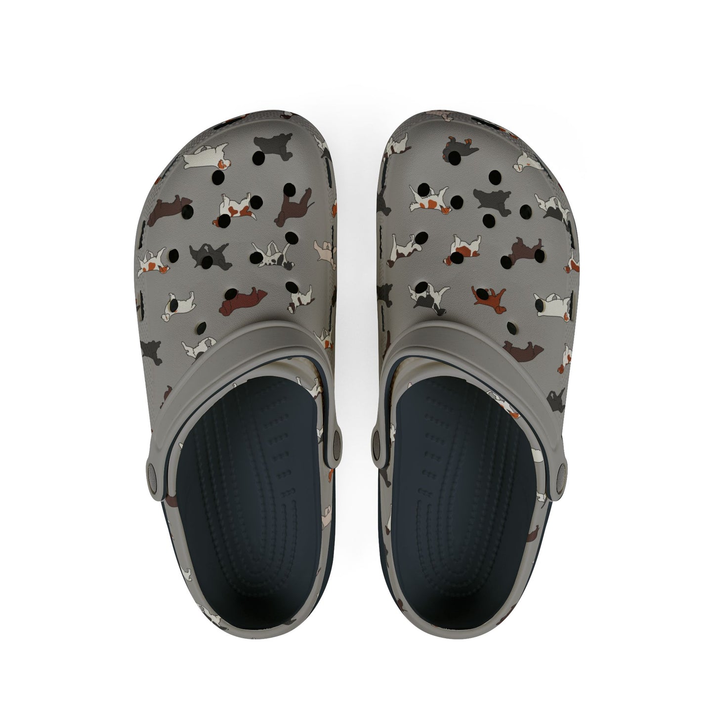 Spaniel Breeds | EVA Foam Clogs Crocs Shoes in Gray Pink White and Dusky Blue