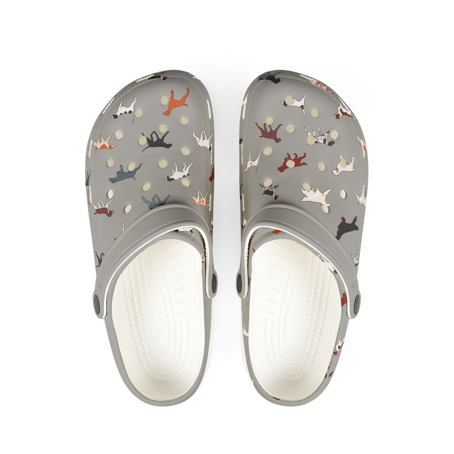Pointing Breeds | EVA Foam Clogs Crocs Shoes in Navy Grey Teal and White