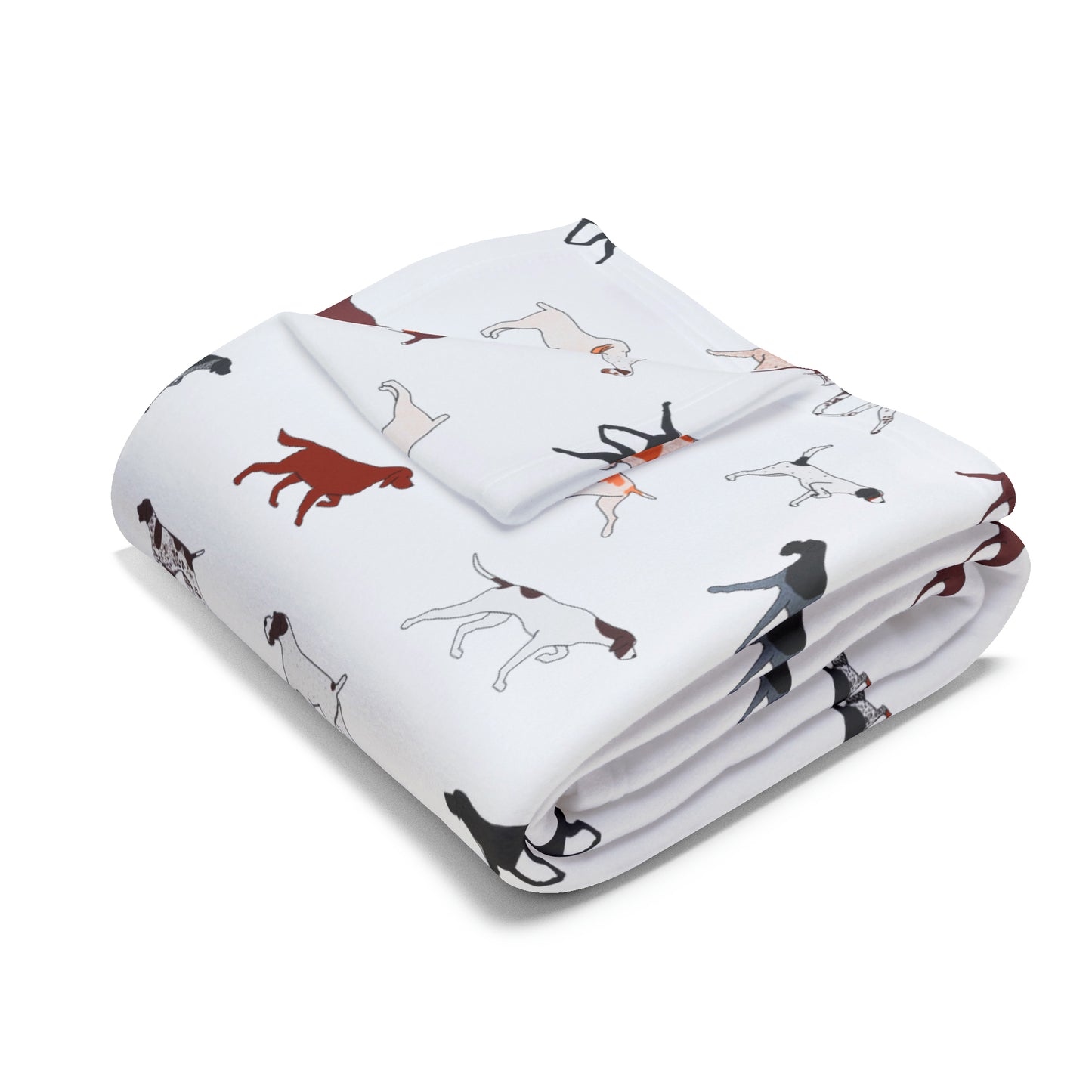 Pointing Breeds Arctic Fleece Blanket in White Teal Navy and Gray