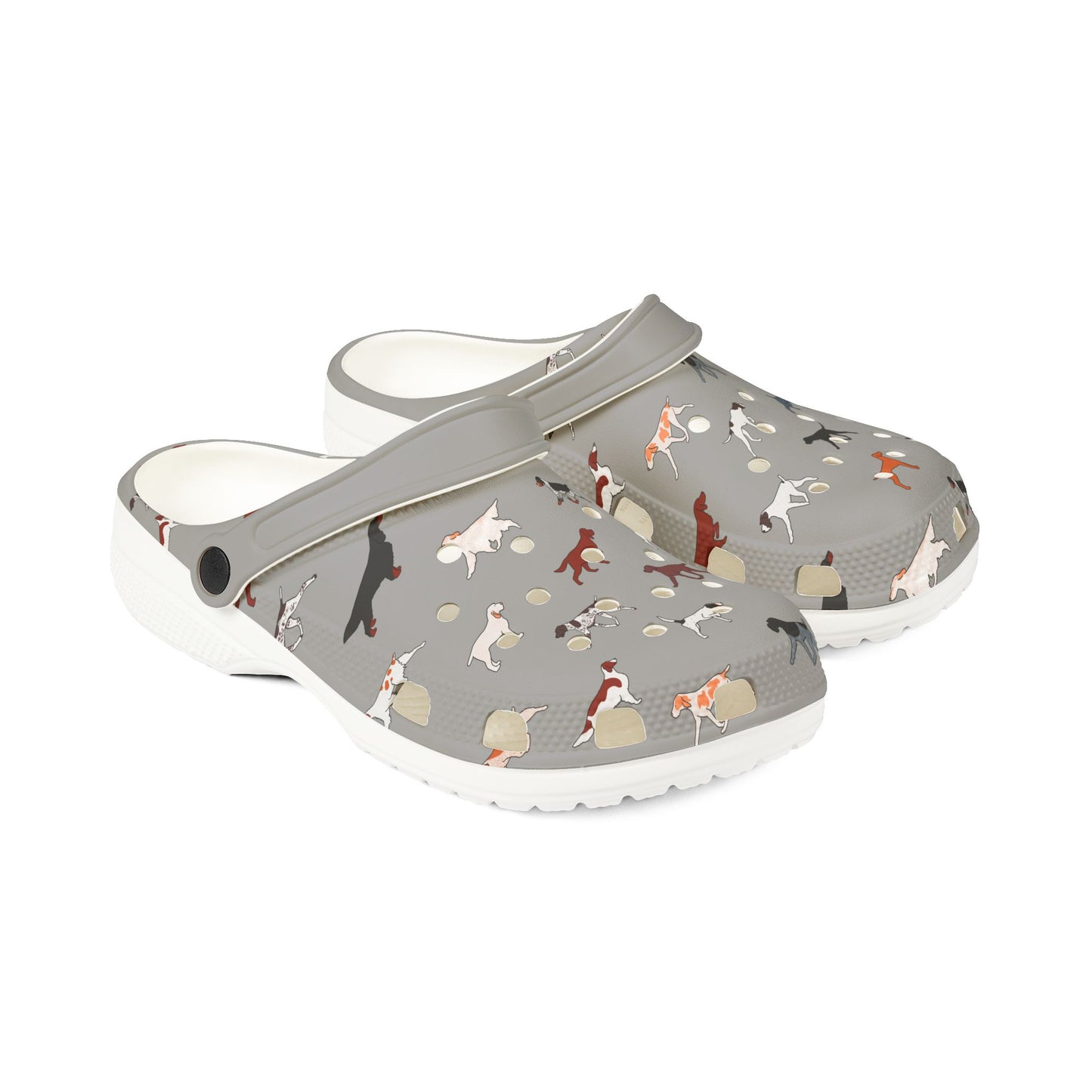 Pointing Breeds | EVA Foam Clogs Crocs Shoes in Navy Grey Teal and White