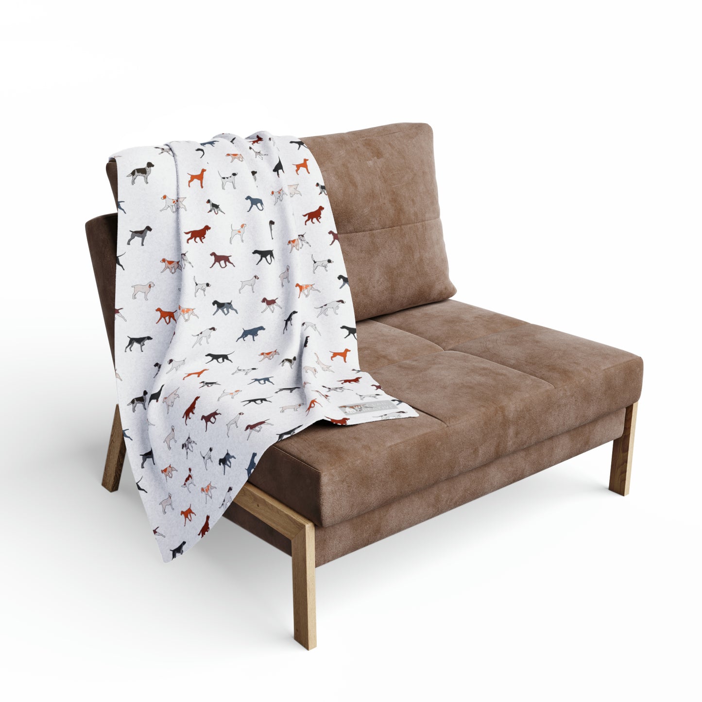 Pointing Breeds Arctic Fleece Blanket in White Teal Navy and Gray