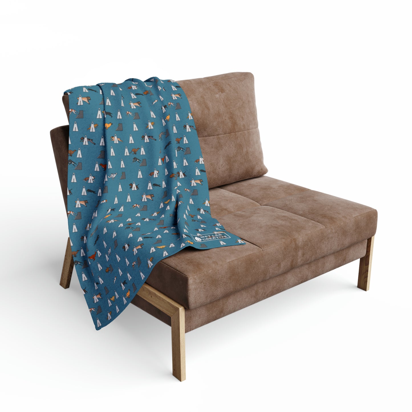 Flyball Arctic Fleece Blanket in Teal Gray Purple and Dusky Blue