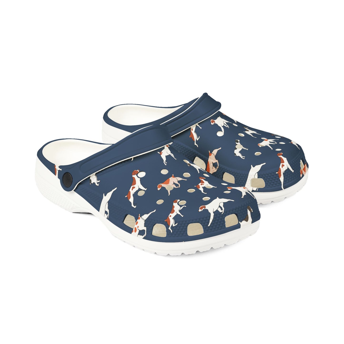 Brittany Breed | EVA Foam Clogs Crocs Shoes in Navy Pink Gray and White