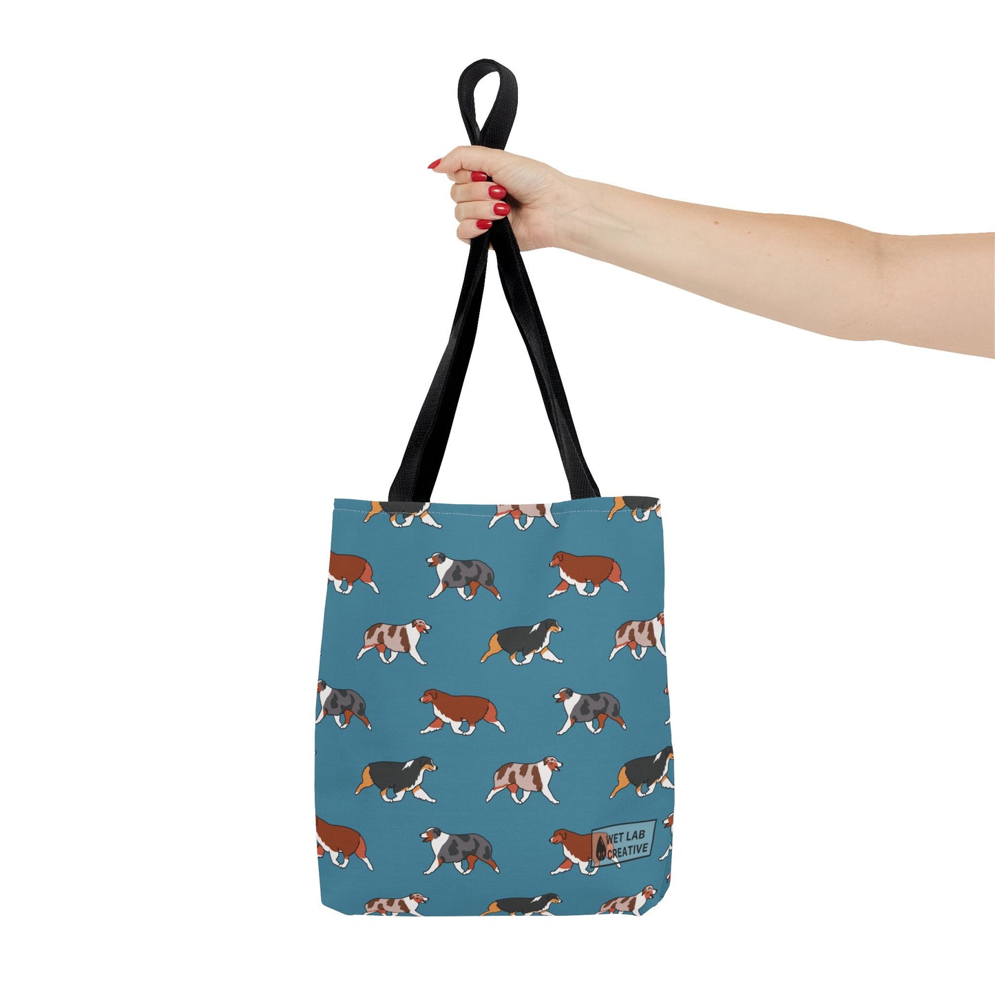 Australian Shepherd Aussie Tote Bag in Dusky Blue N
