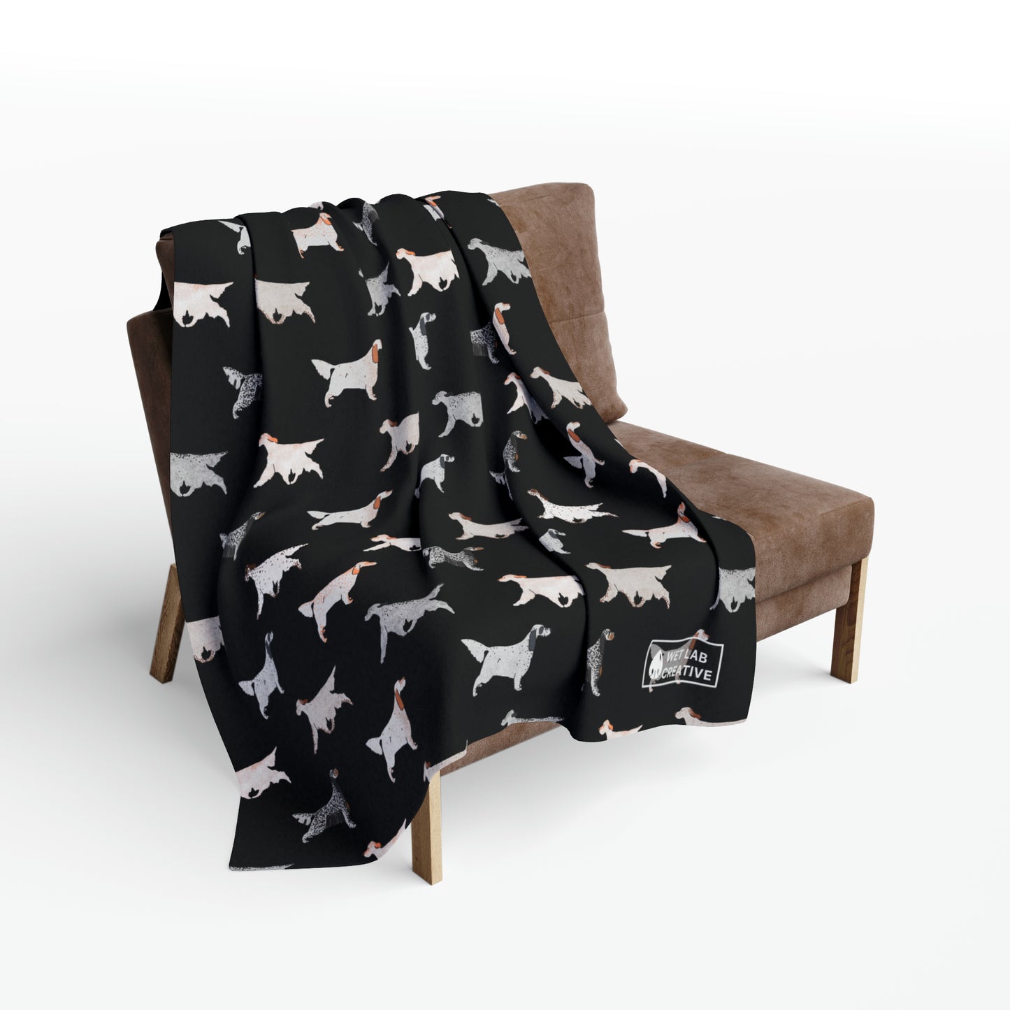 English Setter Arctic Fleece Blanket in Black Lavender Teal and Navy