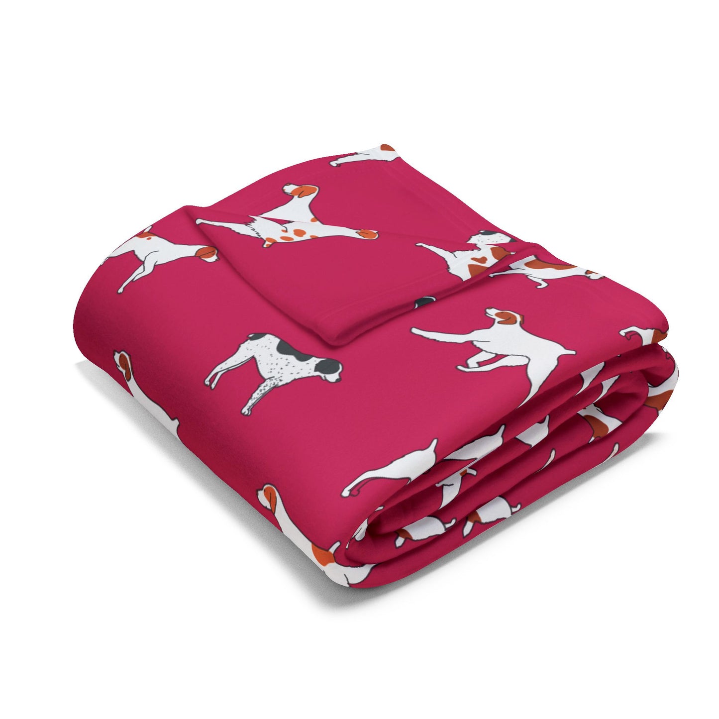 Brittany Breed Dog Pattern Arctic Fleece Blanket in Pink Teal Navy and Gray