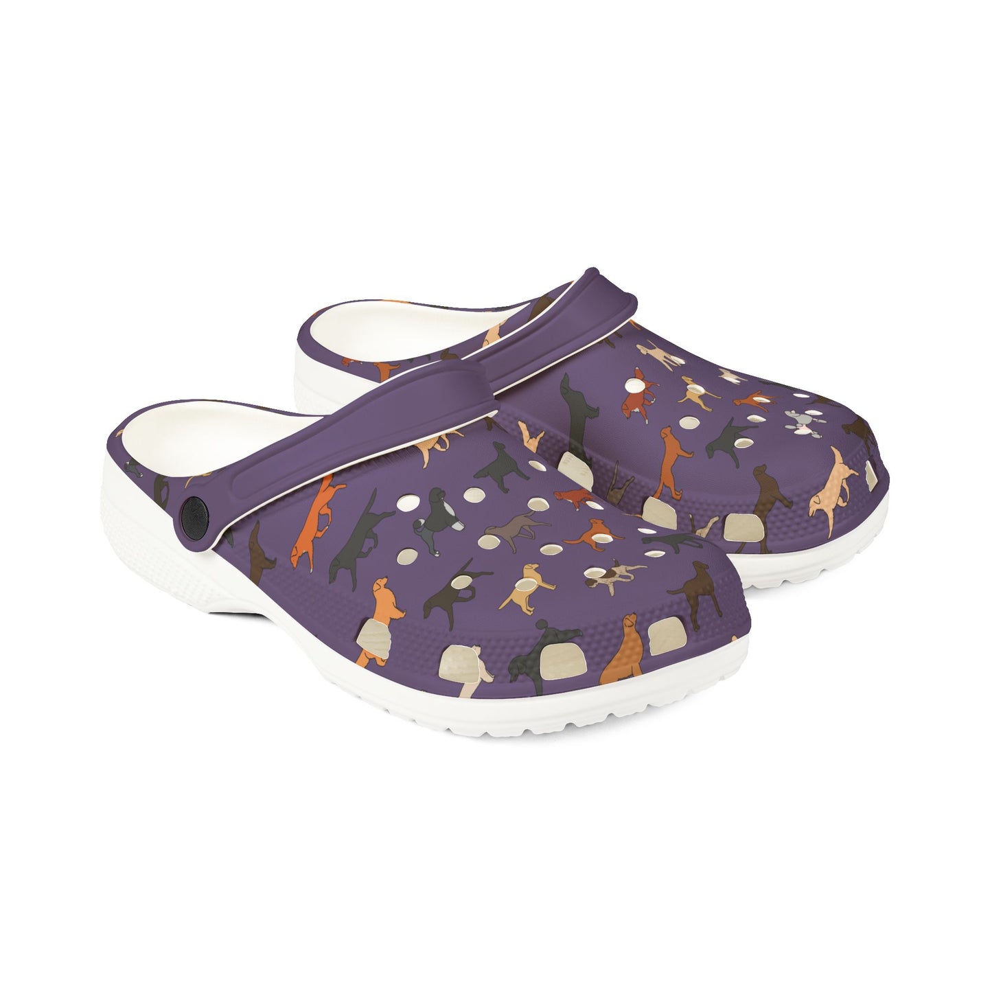 Retrieving Breeds | EVA Foam Clogs Crocs Shoes in Purple Teal White and Black