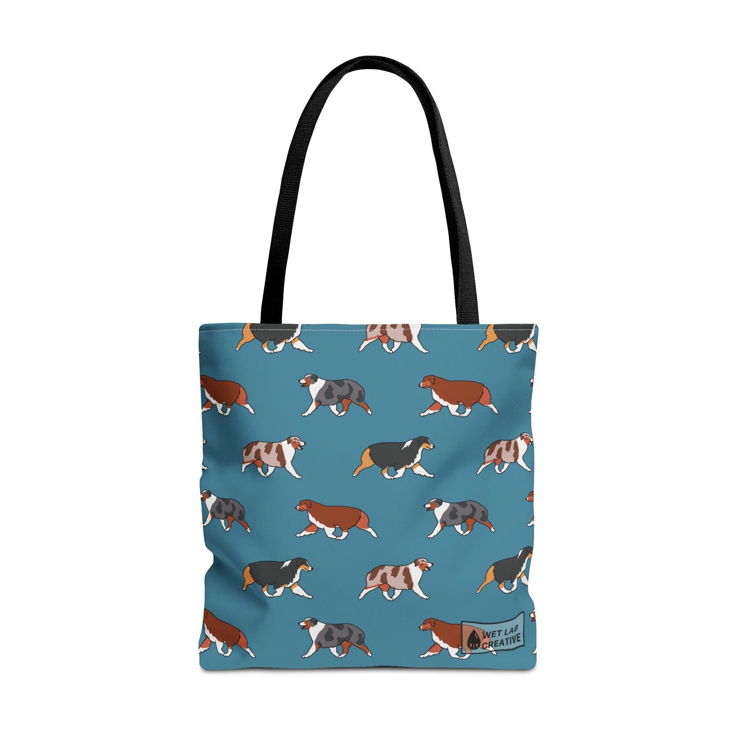 Australian Shepherd Aussie Tote Bag in Dusky Blue N