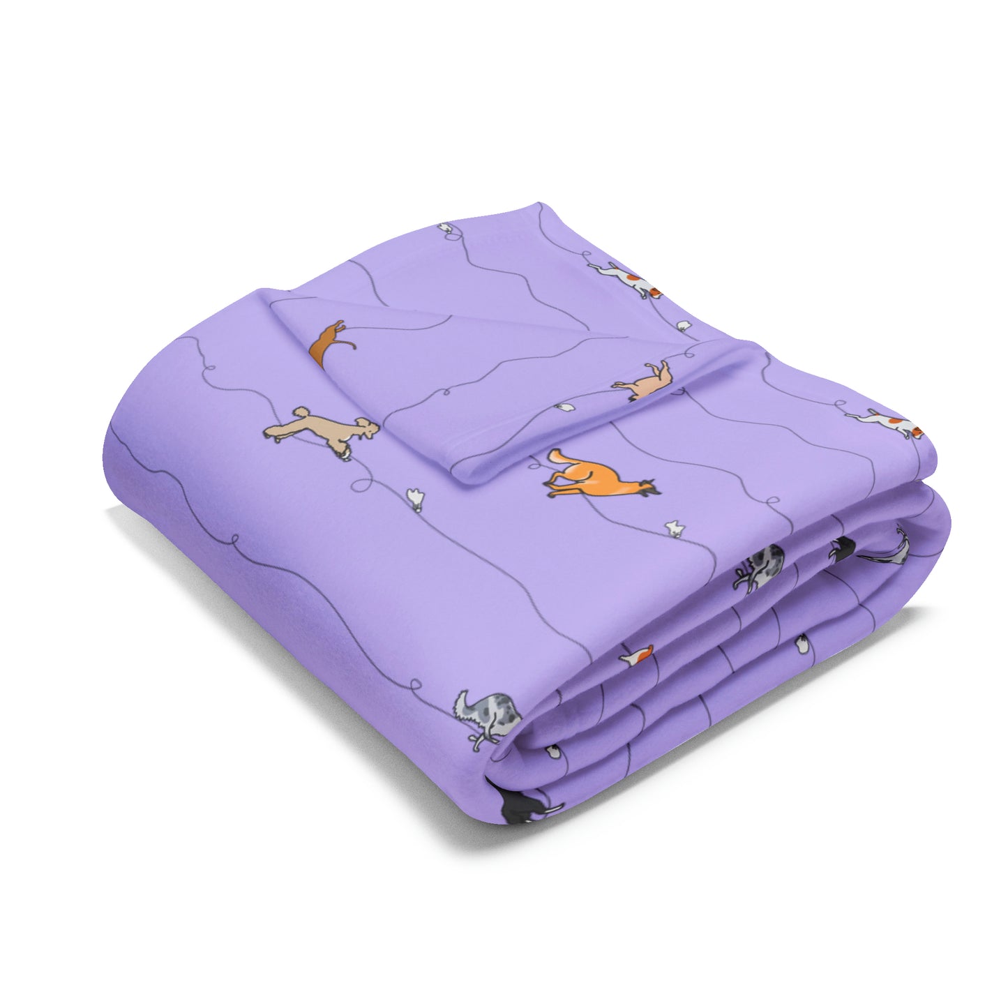 FastCat Lure Coursing Arctic Fleece Blanket in Lavender Teal Navy and Gray