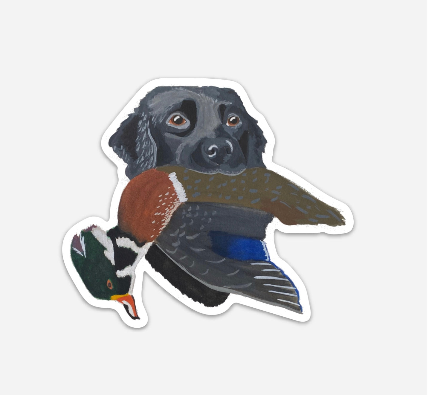 Black Labrador Retriever Hunting Wood Duck 4” Die Cut Vinyl Sticker Decal