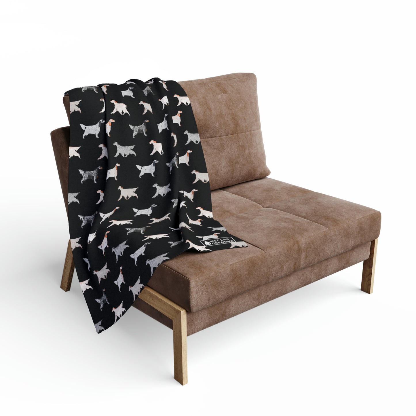 English Setter Arctic Fleece Blanket in Black Lavender Teal and Navy