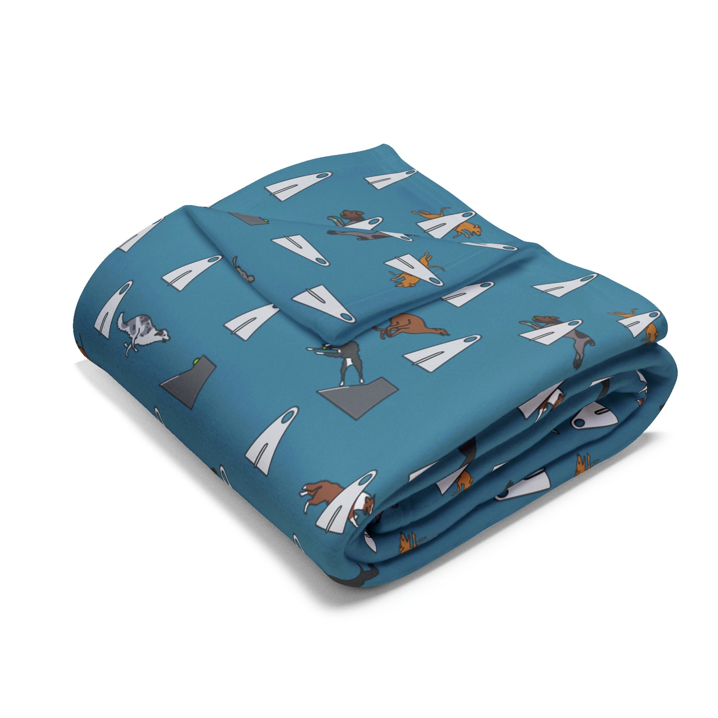 Flyball Arctic Fleece Blanket in Teal Gray Purple and Dusky Blue