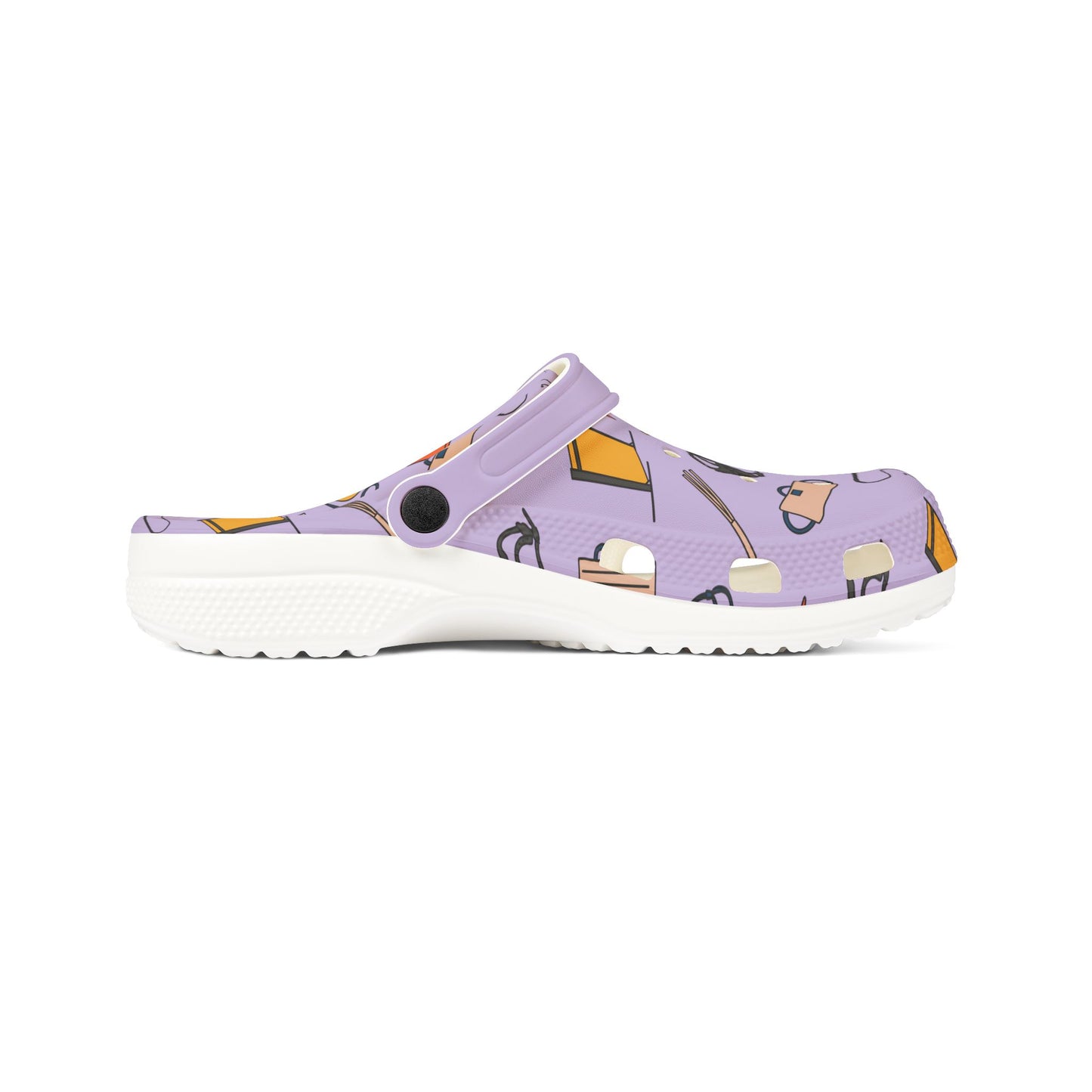 Bite sport Pattern | EVA Foam Clogs Crocs Shoes in Lavender Black White and Gray