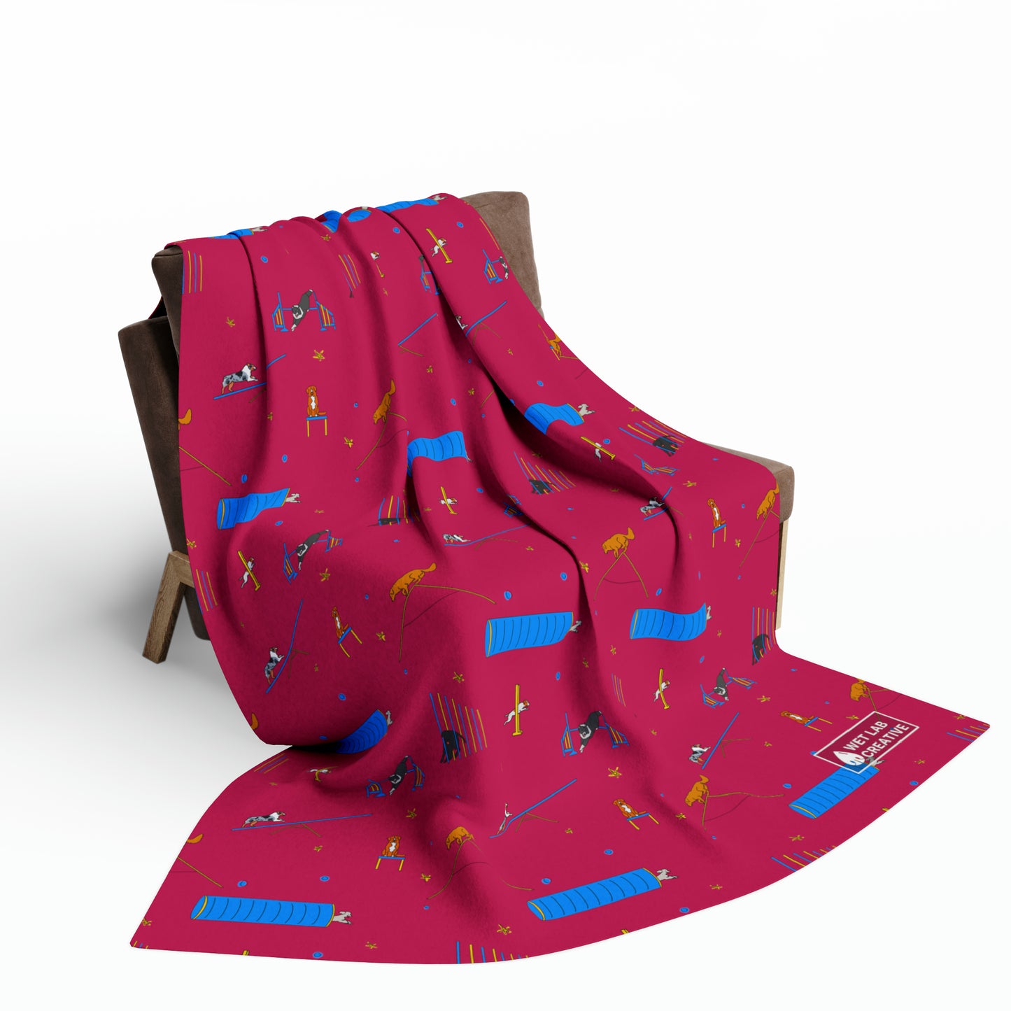 Agility Arctic Fleece Blanket in Pink Black White Gray and Teal