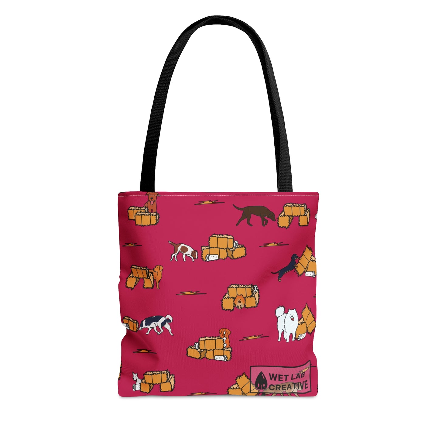 Barn Hunt Dog Pattern Tote Bag in Pink, Green, Blue, Gray
