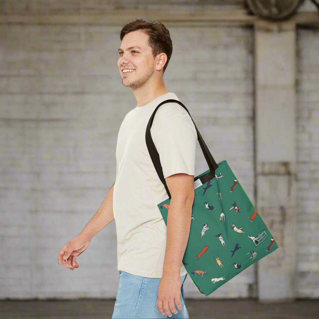 Dock Diving Tote Bag in Teal Navy Lavender Gray and Dusky Blue