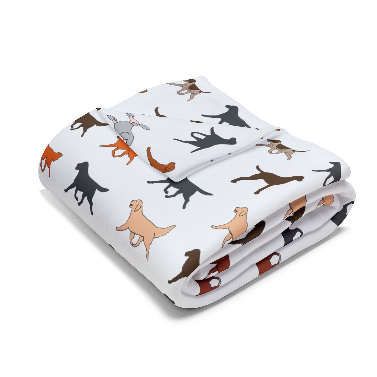 Retriever Breed Arctic Fleece Blanket in White Purple Teal and Black