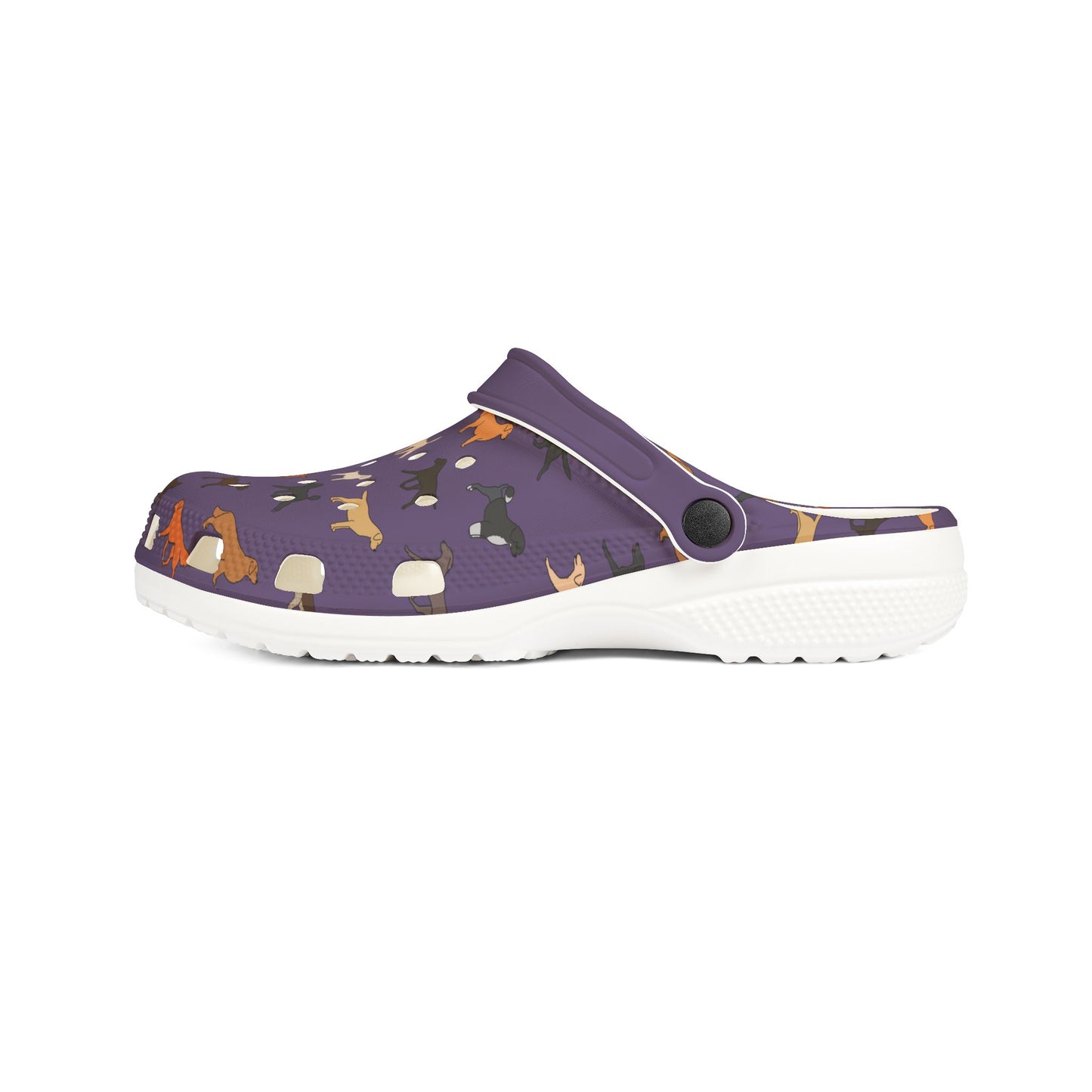 Retrieving Breeds | EVA Foam Clogs Crocs Shoes in Purple Teal White and Black