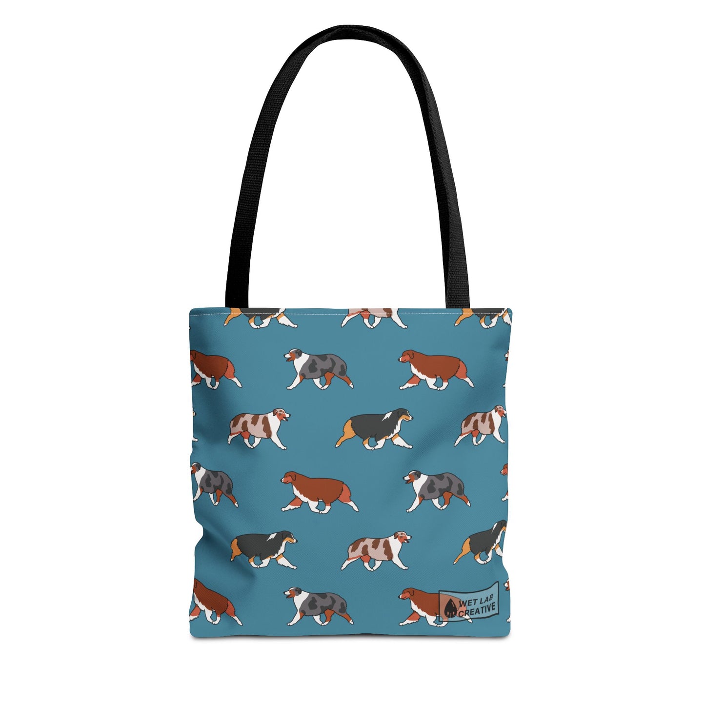Australian Shepherd Aussie Tote Bag in Dusky Blue N