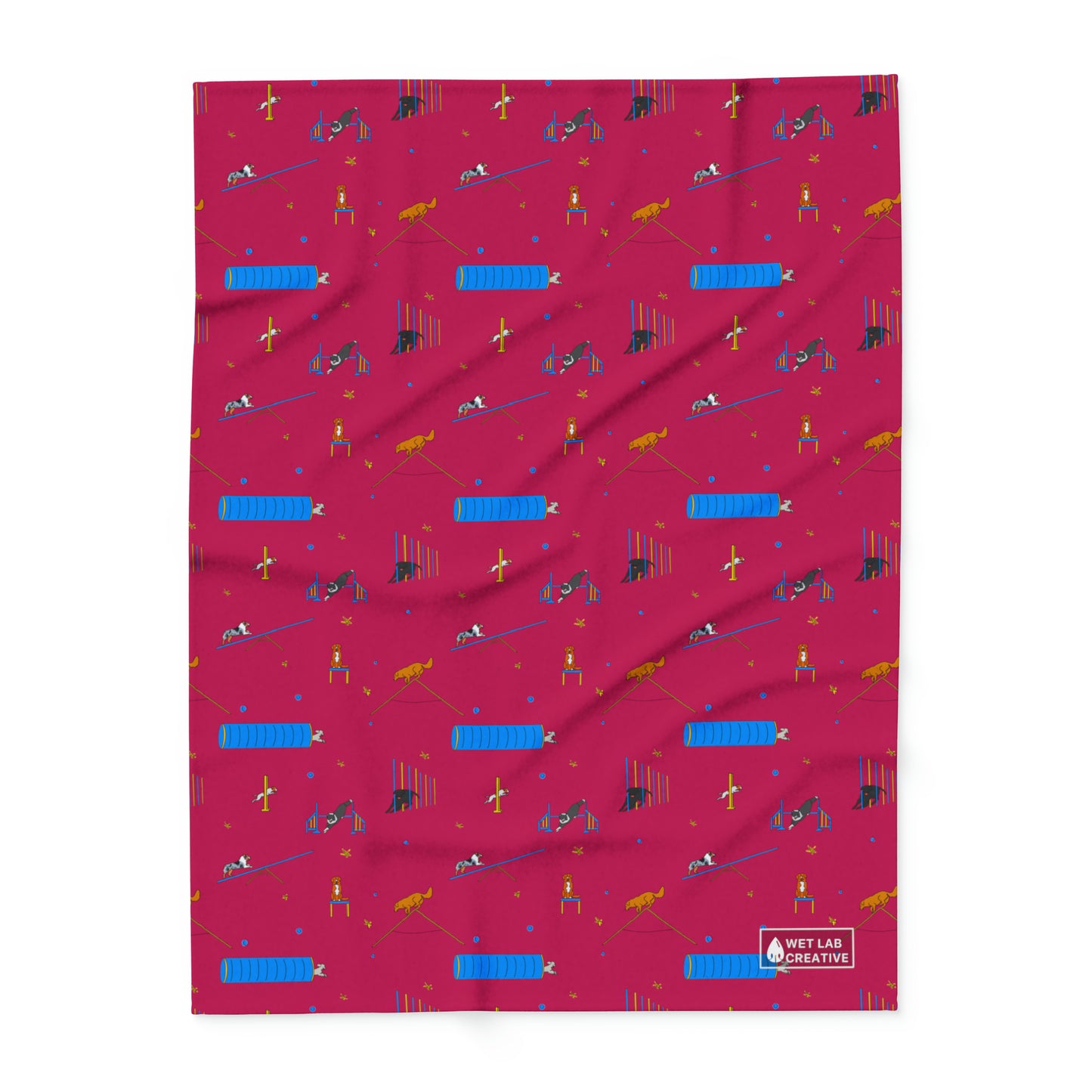 Agility Arctic Fleece Blanket in Pink Black White Gray and Teal
