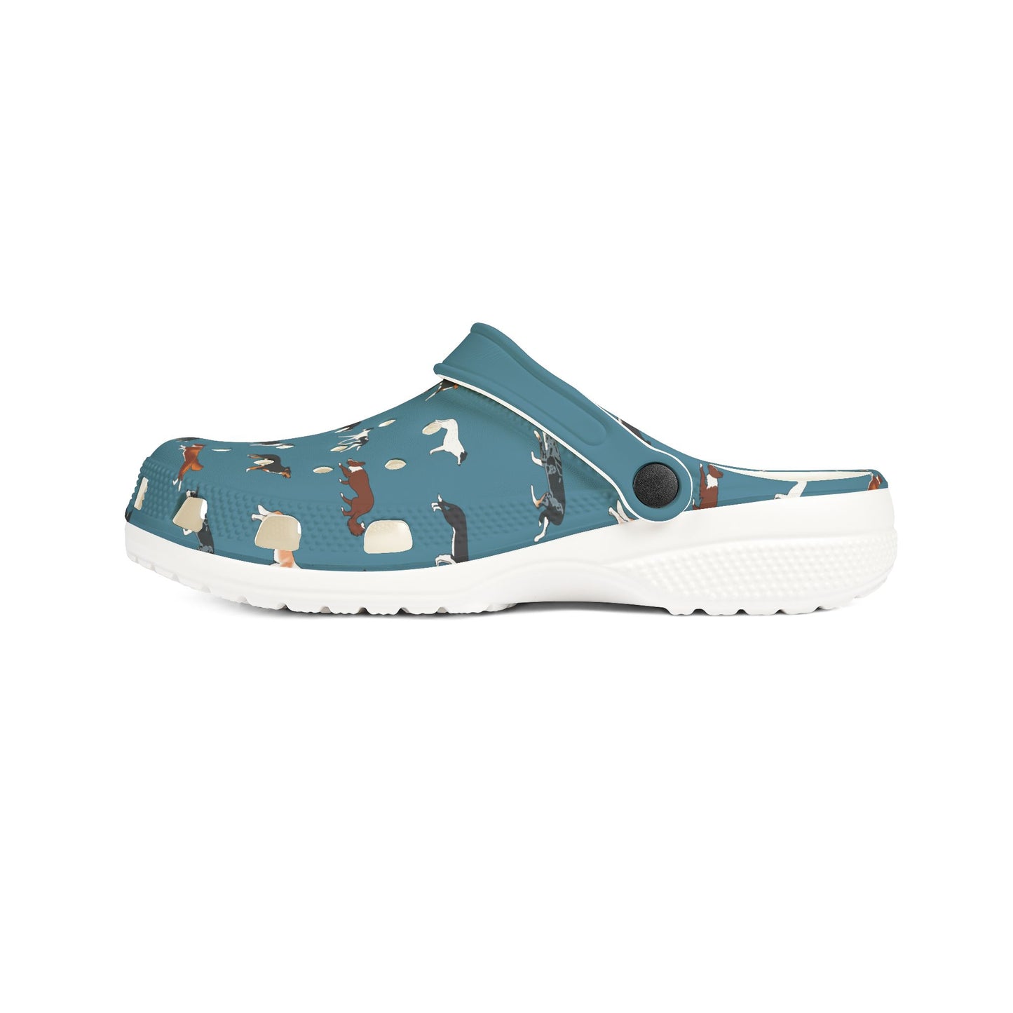 Border Collie Breed Pattern | EVA Foam Clogs Crocs Shoes in Lavender Gray White and Dusky Blue