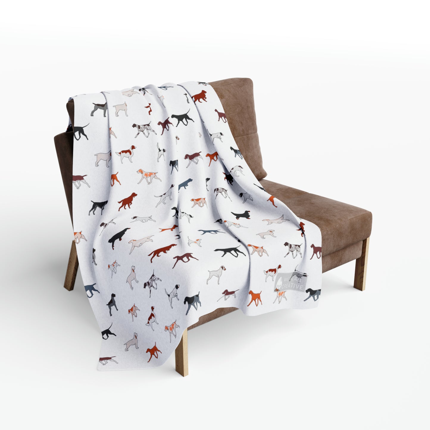 Pointing Breeds Arctic Fleece Blanket in White Teal Navy and Gray