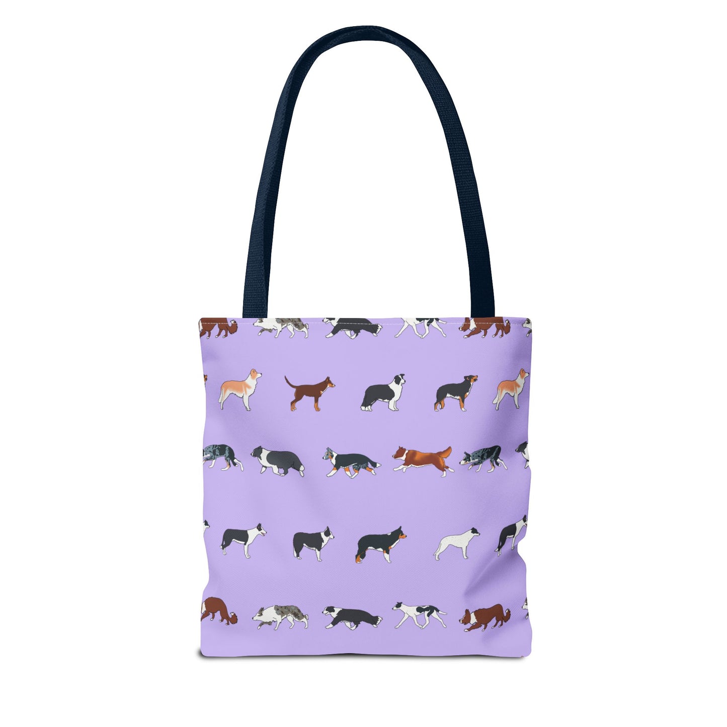Border collie Breed Pattern Tote Bag in Lavender Dusky Blue and Gray