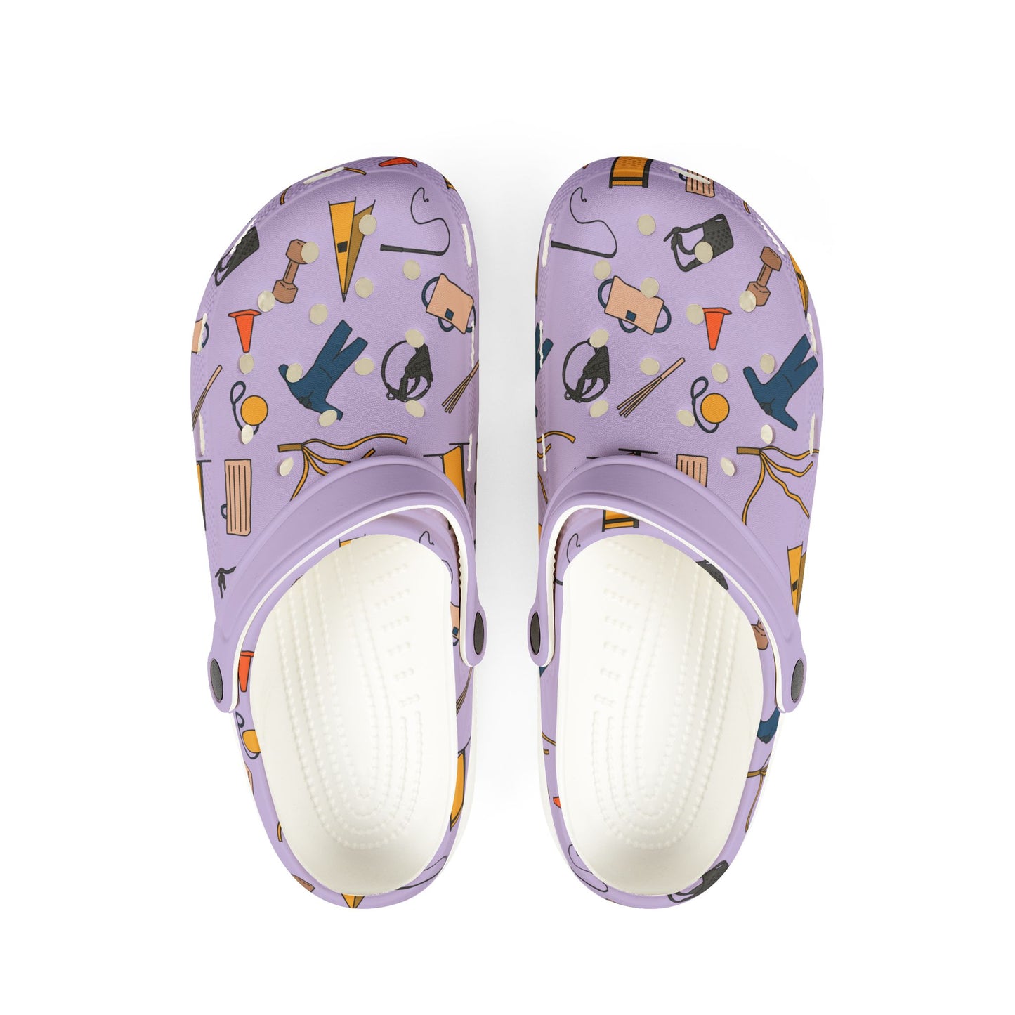 Bite sport Pattern | EVA Foam Clogs Crocs Shoes in Lavender Black White and Gray