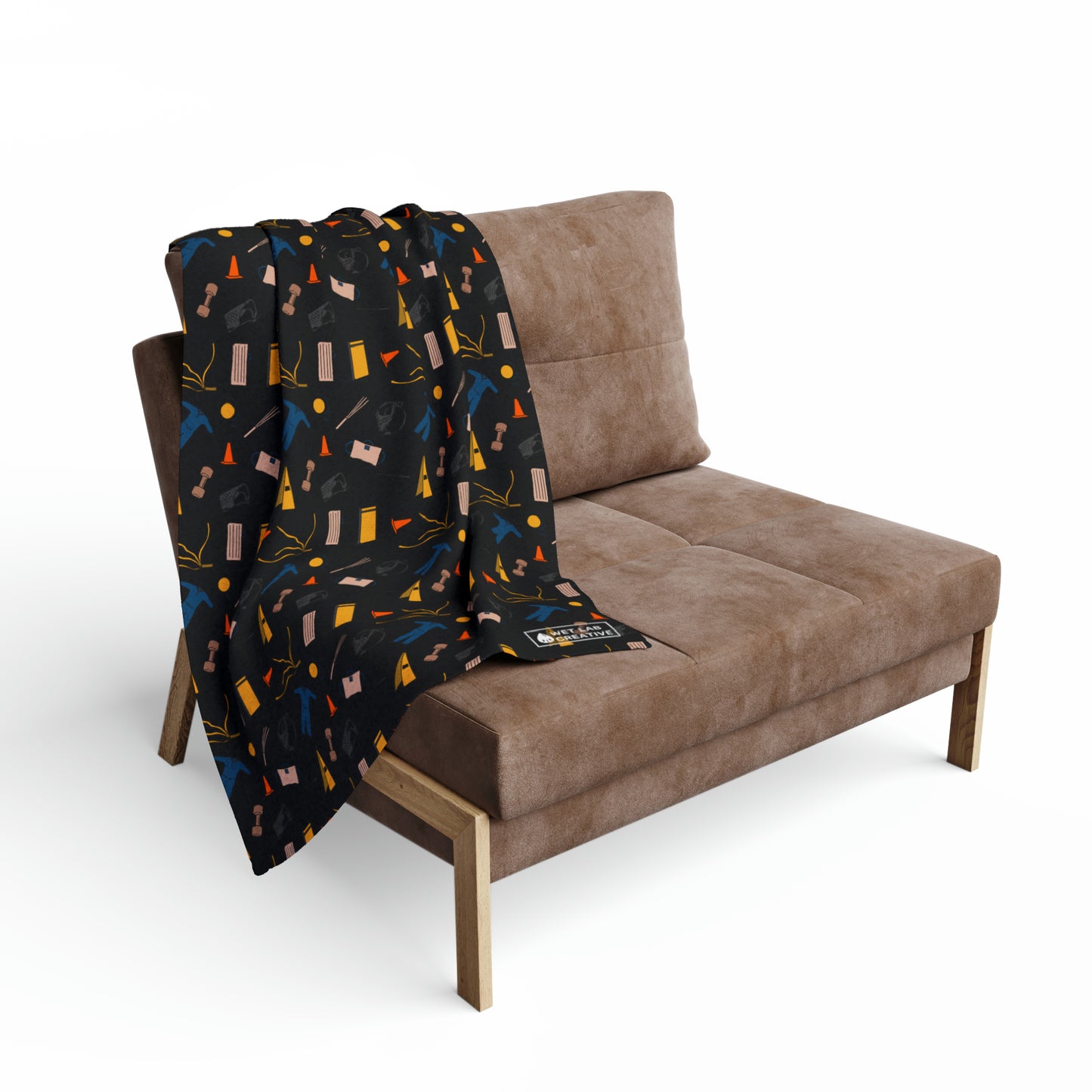 Bitework Arctic Fleece Blanket in Black Gray Pink and Teal