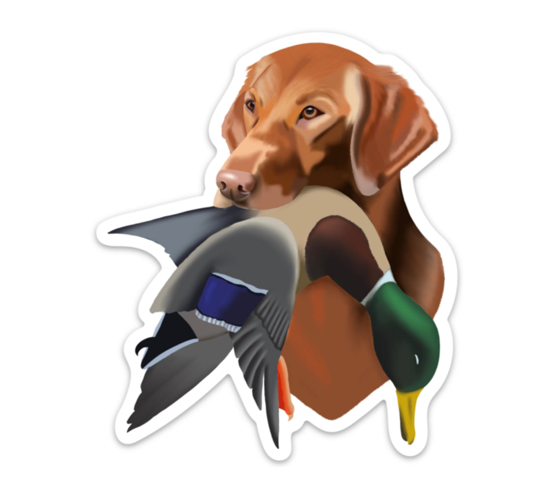 Red Yellow Labrador Retriever Duck Hunting 4” Die Cut Vinyl Sticker Decal