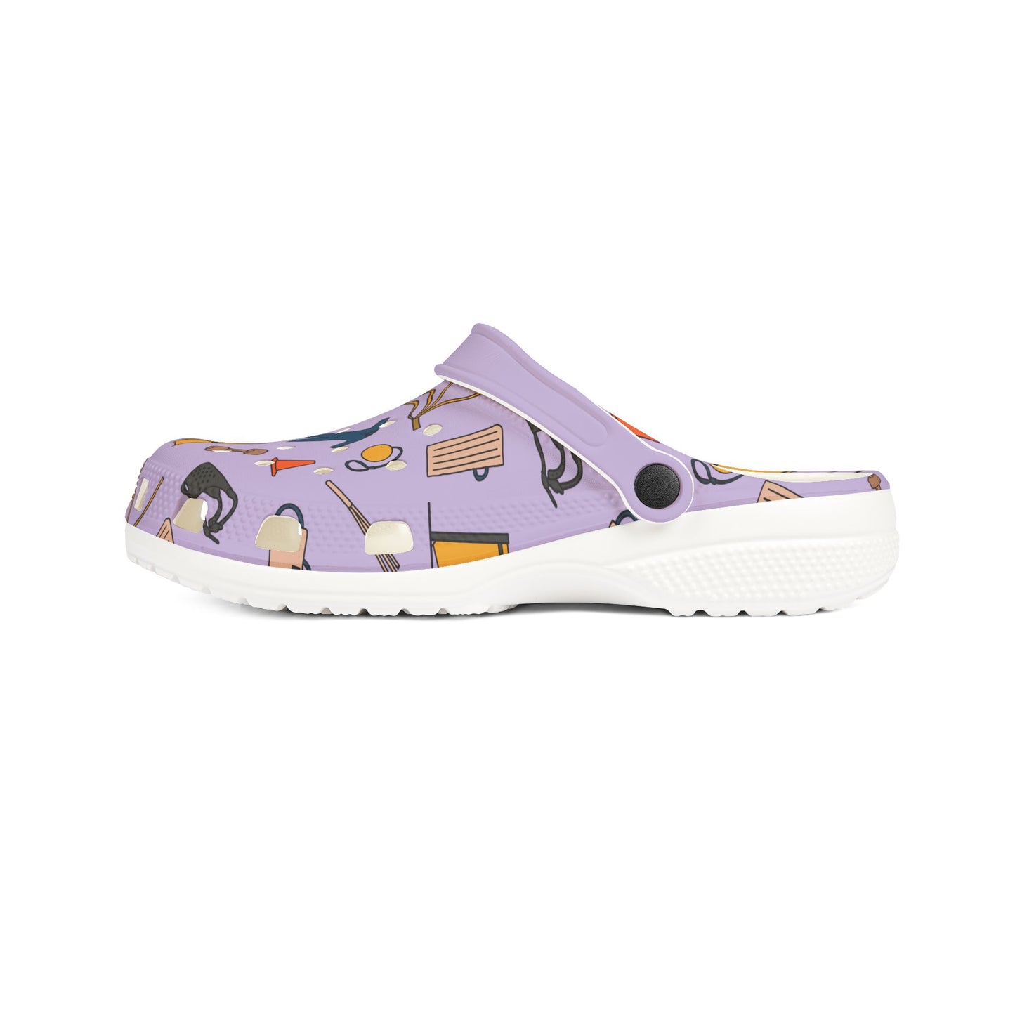 Bite sport Pattern | EVA Foam Clogs Crocs Shoes in Lavender Black White and Gray