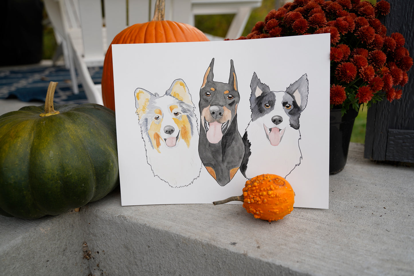 Multi-Pet Custom Portrait 11x14" Paper