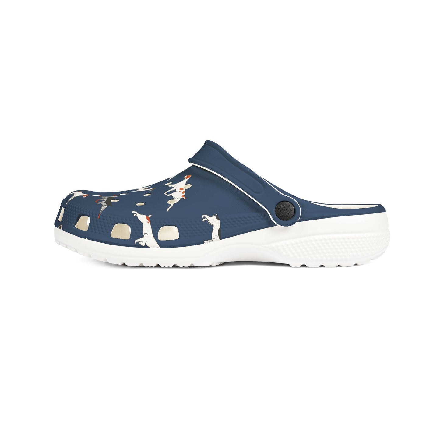 Brittany Breed | EVA Foam Clogs Crocs Shoes in Navy Pink Gray and White