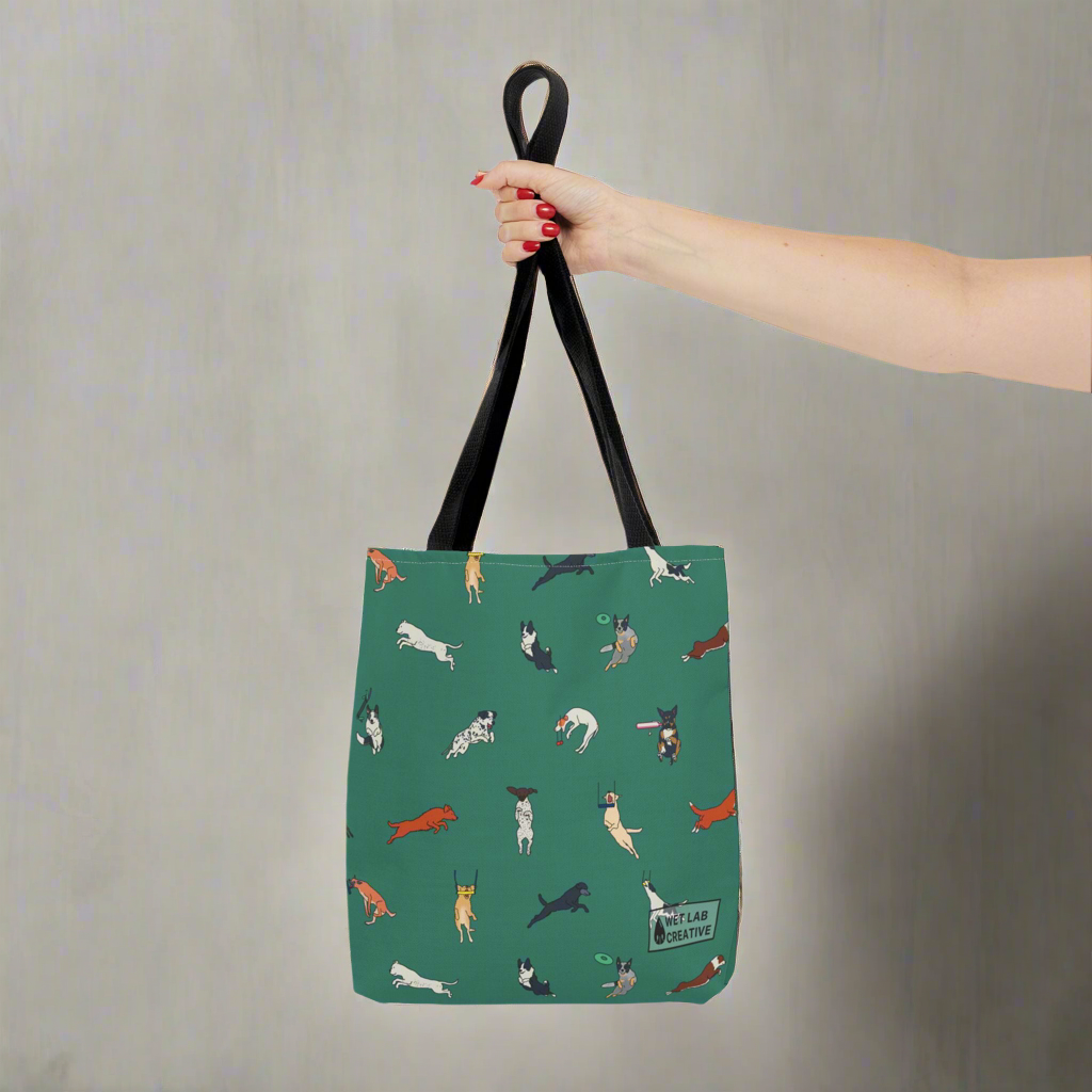 Dock Diving Tote Bag in Teal Navy Lavender Gray and Dusky Blue