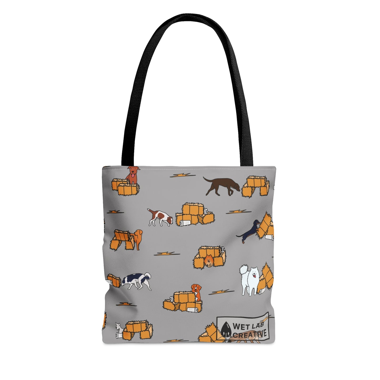 Barn Hunt Dog Pattern Tote Bag in Pink, Green, Blue, Gray
