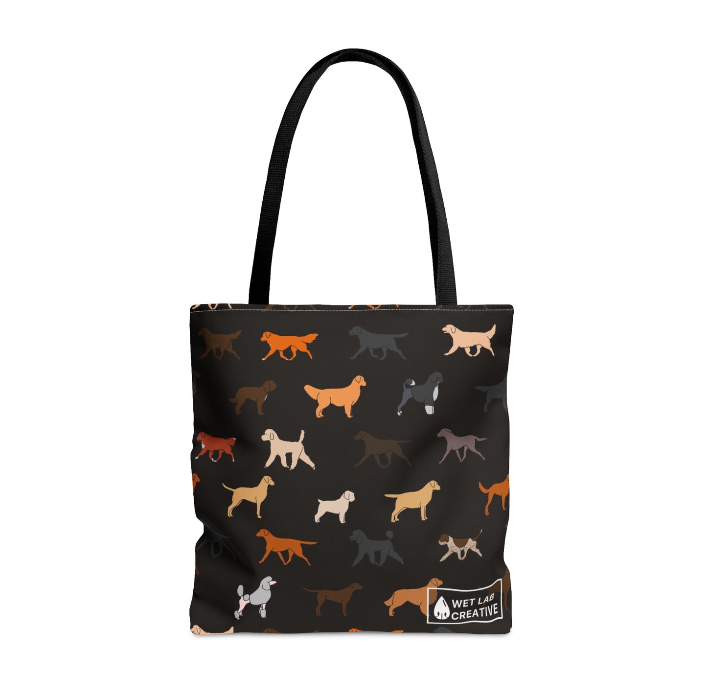 Retrieving Breeds Dog Pattern Tote Bag in White, Purple, Black and Green