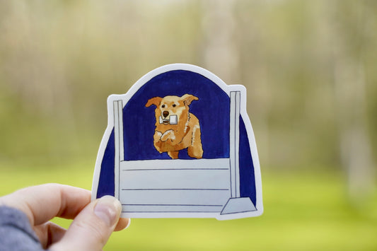 Golden Retriever Obedience Retrieving 4" Die Cut Vinyl Sticker Decal: Durable Matte-Finish