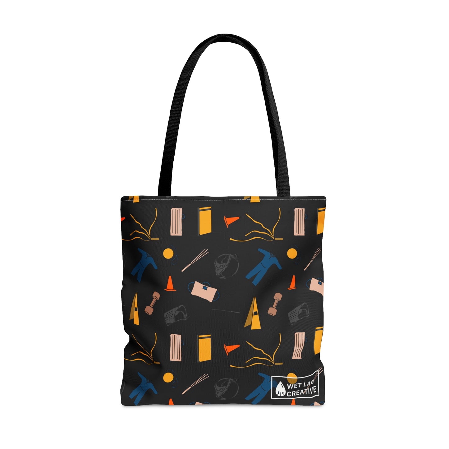 Bite Sport Dog Pattern Tote Bag in Grey, Black, Teal and Pink