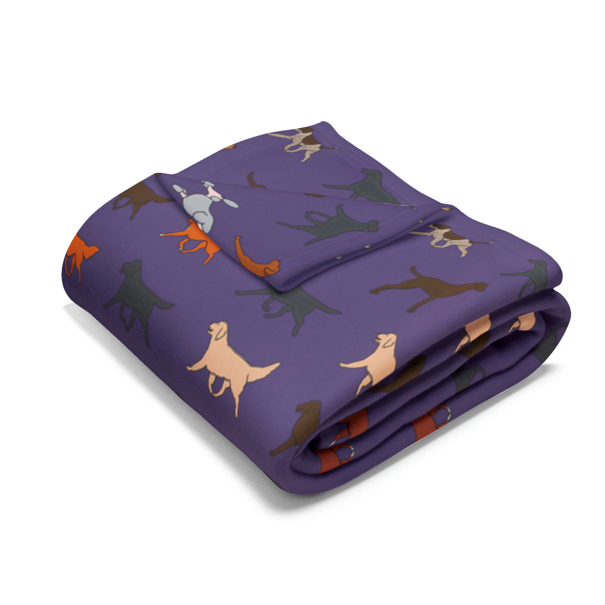 Retriever Breed Arctic Fleece Blanket in White Purple Teal and Black