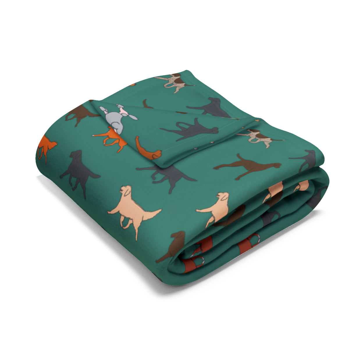 Retriever Breed Arctic Fleece Blanket in White Purple Teal and Black