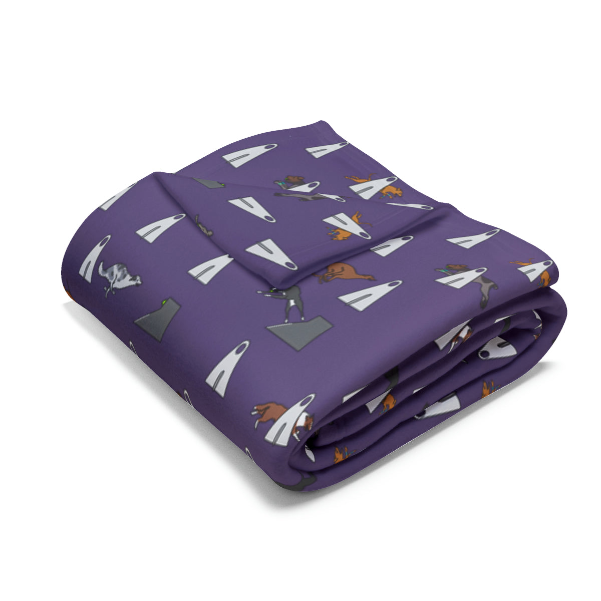Flyball Arctic Fleece Blanket in Teal Gray Purple and Dusky Blue